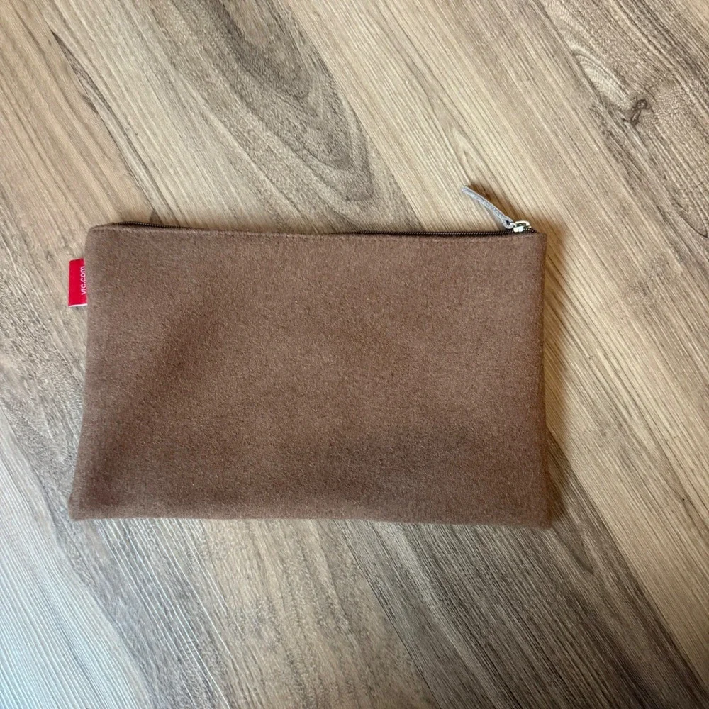 Viking River Cruises Runic Oseberg Ship Brown Felt Zippered Pouch Clutch Bag